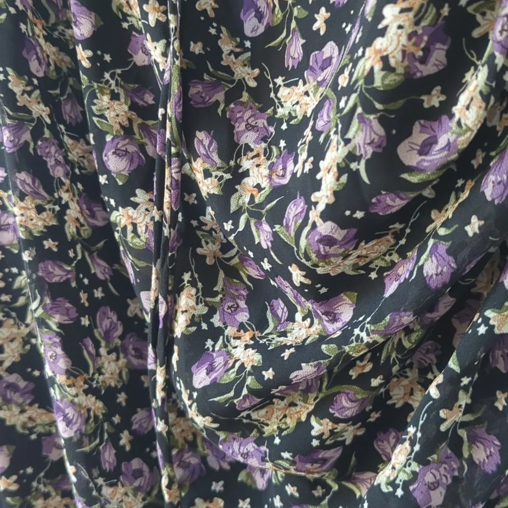 Astr Asymmetrical Floral Dress in Black and Purple Ditsy Print Women's XL - Picture 4 of 9